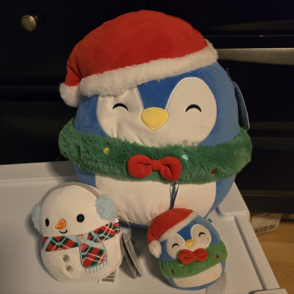 Sqishmallows Festive "Puff" Penguin and "Manny" Snowman Set